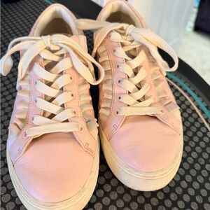 Tory Burch Casual Pink Leather Lace-Up Sneakers